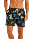 Short Floral Estampado Calção elastano P M G Gg Verão Preto azul